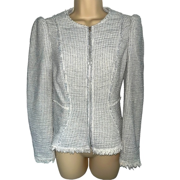 Rebecca Taylor gray tweed jacket size 0 - Picture 1 of 7